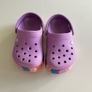 Girls Lavender Crocs Size J-1